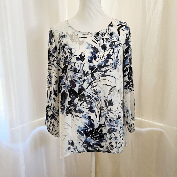 Floral print Tunic Blouse Size Large - Picture 1 of 10